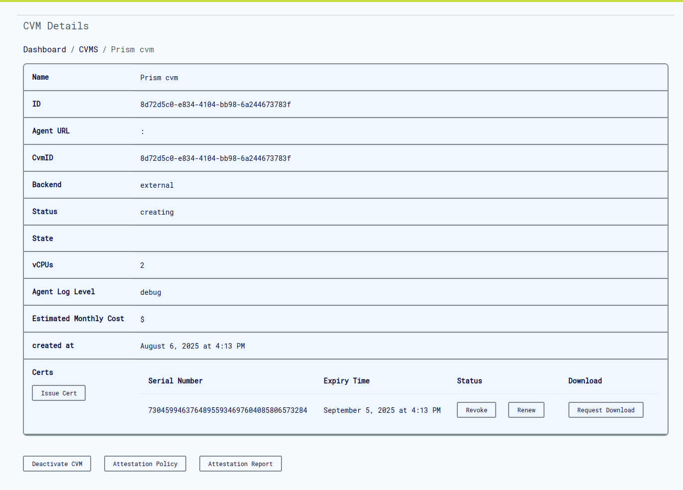 Issue Certificate